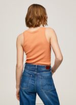 Peach Ribbed Armhole-Sleeved T-Shirt Pepe Jeans L20F2F398 Women - Image 4