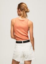 Peach Ribbed Armhole-Sleeved T-Shirt Pepe Jeans L20F2F398 Women - Image 5
