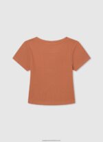 Peach Ribbed Shirt With Embroidered Logo Pepe Jeans L20F2F1461 Girl - Image 2
