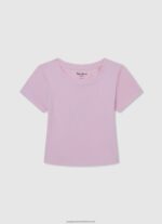 Peach Ribbed Shirt With Embroidered Logo Pepe Jeans L20F2F1461 Girl - Image 3