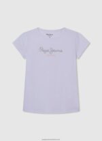 Peach Ribbed Shirt With Embroidered Logo Pepe Jeans L20F2F1461 Girl - Image 5