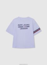 Peach Strass Logo Cotton T-Shirt Pepe Jeans L20F2F1451 Girl - Image 4
