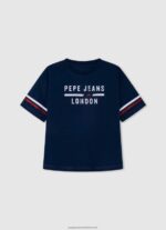 Peach Strass Logo Cotton T-Shirt Pepe Jeans L20F2F1451 Girl - Image 5