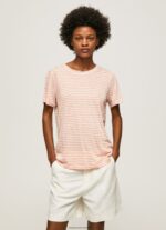 Peach Striped Print T-Shirt Pepe Jeans L20F2F386 Women - Image 3