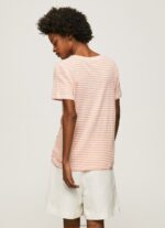 Peach Striped Print T-Shirt Pepe Jeans L20F2F386 Women - Image 4