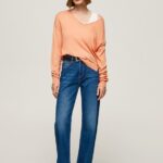 Peach V Neckline Relaxed Fit Jersey Pepe Jeans L20F2F241 Women