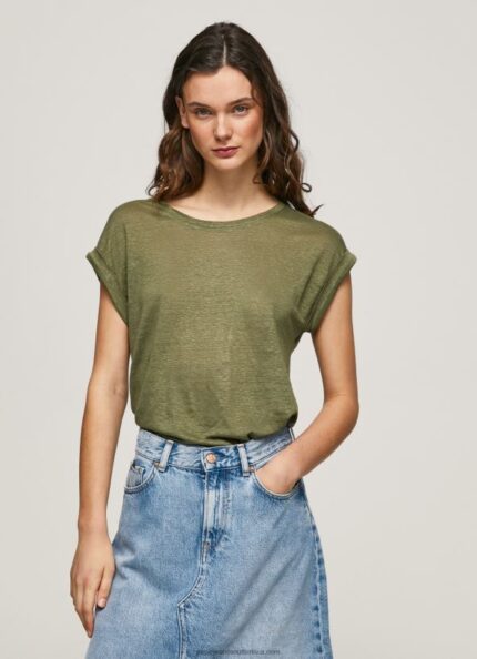 Range Armhole Sleeved Linen T-Shirt Pepe Jeans L20F2F439 Women