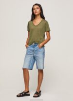 Range Linen V-Neck T-Shirt Pepe Jeans L20F2F468 Women - Image 2