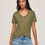 Range Linen V-Neck T-Shirt Pepe Jeans L20F2F468 Women