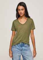 Range Linen V-Neck T-Shirt Pepe Jeans L20F2F468 Women