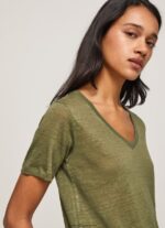 Range Linen V-Neck T-Shirt Pepe Jeans L20F2F468 Women - Image 3