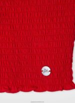 Red Short-Sleeved Gathered Top Pepe Jeans L20F2F1424 Girl - Image 3