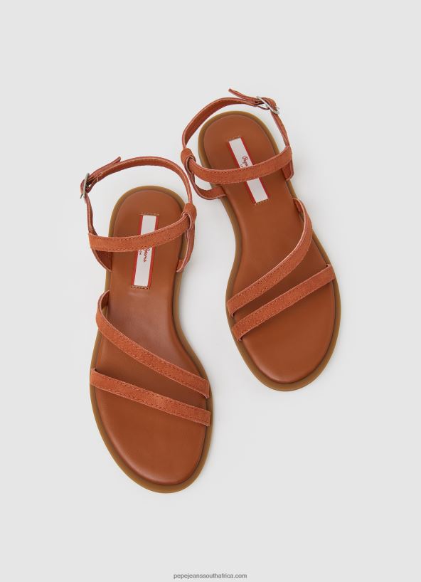 Rust Orange Hayes Folk Suede Flat Sandals Pepe Jeans L20F2F667 Women - Image 2