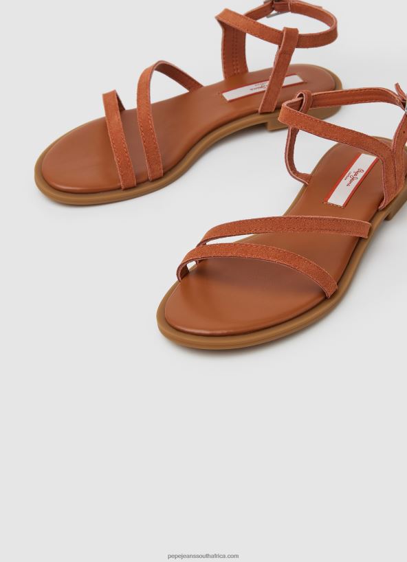 Rust Orange Hayes Folk Suede Flat Sandals Pepe Jeans L20F2F667 Women - Image 3