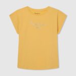 Shine Strass Logo Cotton T-Shirt Pepe Jeans L20F2F1433 Girl