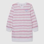 Soft Pink Degraded Stripes Mini Dress Pepe Jeans L20F2F1392 Girl