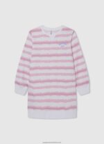 Soft Pink Degraded Stripes Mini Dress Pepe Jeans L20F2F1392 Girl