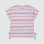 Soft Pink Faded Stripes Cotton T-Shirt Pepe Jeans L20F2F1462 Girl