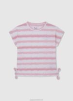 Soft Pink Glitter Logo T-Shirt Pepe Jeans L20F2F1464 Girl - Image 4