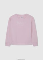 Soft Pink Logo Printed Cotton Jumper Pepe Jeans L20F2F1416 Girl