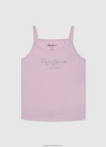 Soft Pink Logo Printed Tank Top Pepe Jeans L20F2F1430 Girl
