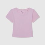 Soft Pink Ribbed Shirt With Embroidered Logo Pepe Jeans L20F2F1460 Girl