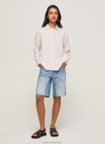 Soft Pink Striped Print Regular Fit Shirt Pepe Jeans L20F2F332 Women - Image 2