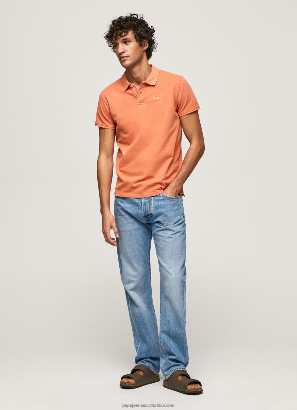 Squash Orange Embroidered Logo Pique Polo Shirt Pepe Jeans L20F2F1095 Men - Image 2