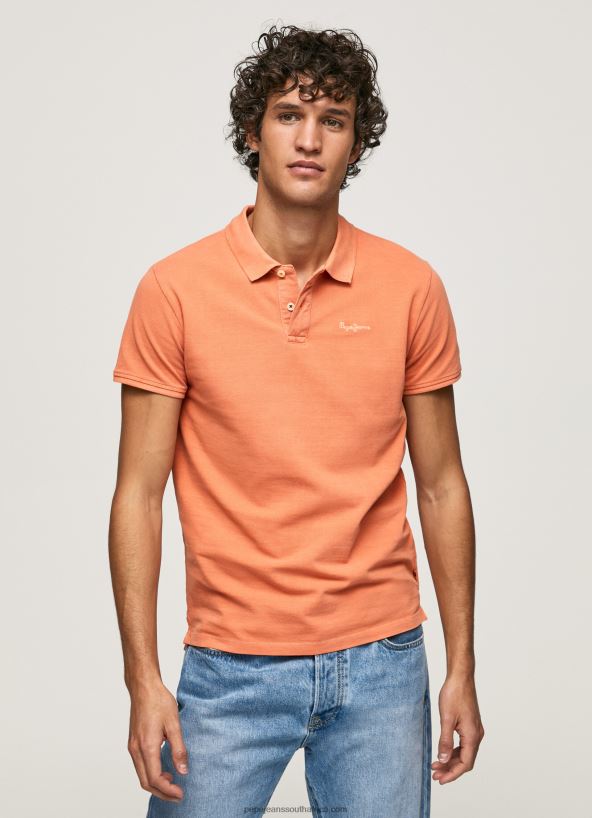 Squash Orange Embroidered Logo Pique Polo Shirt Pepe Jeans L20F2F1095 Men - Image 3