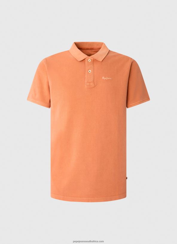 Squash Orange Embroidered Logo Pique Polo Shirt Pepe Jeans L20F2F1095 Men - Image 5