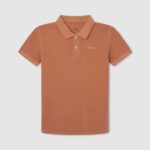 Squash Orange Embroidered Logo Pique Polo Shirt Pepe Jeans L20F2F1657 Boy