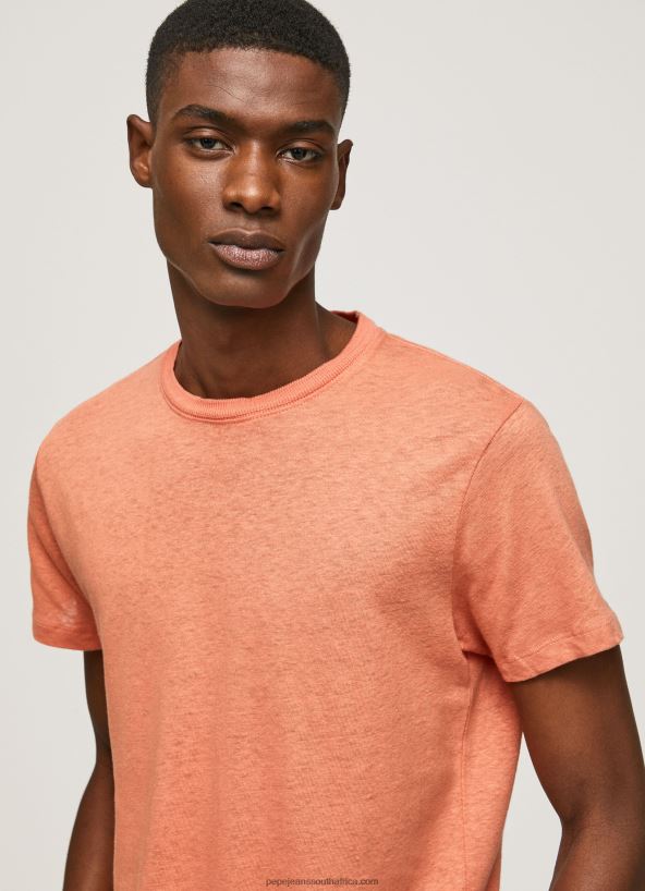 Squash Orange Plain Cotton T-Shirt Pepe Jeans L20F2F995 Men - Image 3