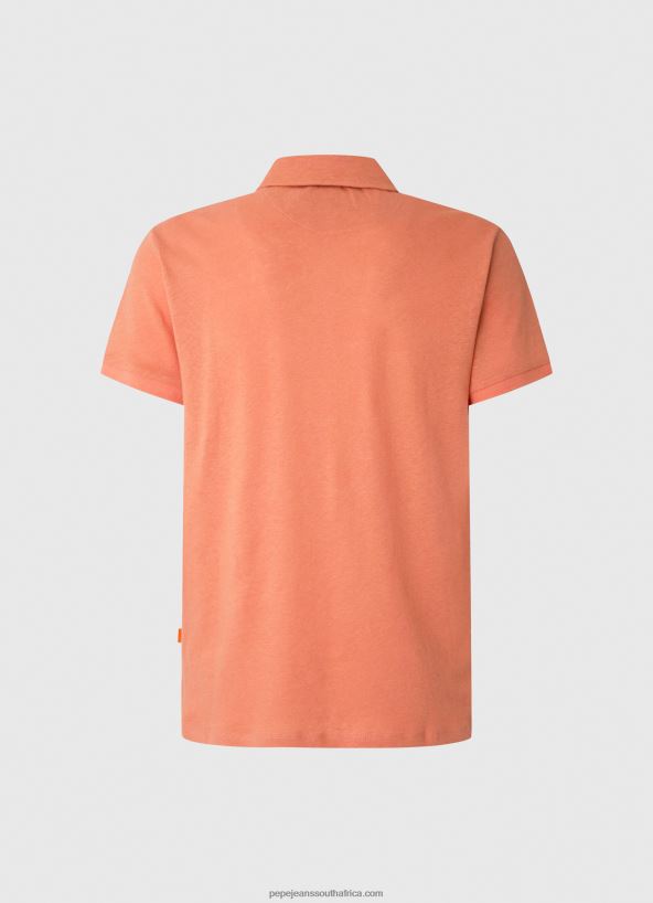 Squash Orange Polo Shirt Cotton Linen Pepe Jeans L20F2F1088 Men - Image 2
