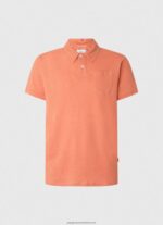 Squash Orange Polo Shirt Cotton Linen Pepe Jeans L20F2F1088 Men