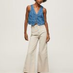 Stone Flared Cotton Trousers Pepe Jeans L20F2F312 Women