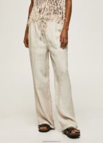 Stone Linen Palazzo Trousers Pepe Jeans L20F2F301 Women - Image 2