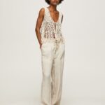 Stone Linen Palazzo Trousers Pepe Jeans L20F2F301 Women