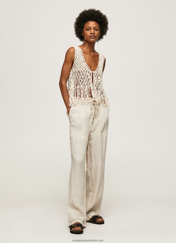 stone_linen_palazzo_trousers_pepe_jeans_l20f2f301_women.jpg Stone Linen Palazzo Trousers Pepe Jeans L20F2F301 Women - Image 1