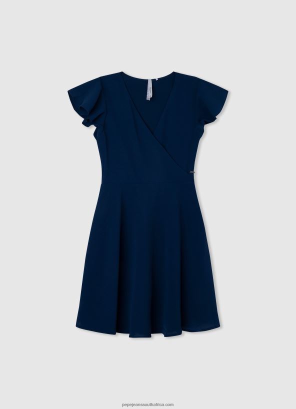 Studio Red Crepe Dress With Crossed Neckline Pepe Jeans L20F2F1374 Girl - Image 3