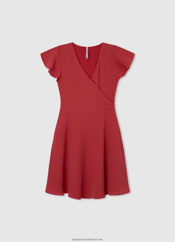 studio_red_crepe_dress_with_crossed_neckline_pepe_jeans_l20f2f1374_girl.jpg Studio Red Crepe Dress With Crossed Neckline Pepe Jeans L20F2F1374 Girl - Image 1