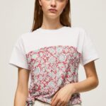 Studio Red Floral Printed Cotton T-Shirt Pepe Jeans L20F2F380 Women