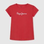 Studio Red Glitter Logo T-Shirt Pepe Jeans L20F2F1469 Girl
