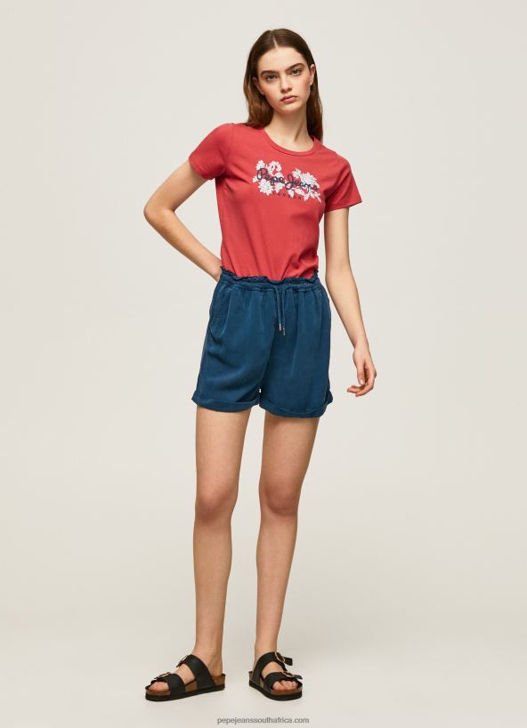Studio Red Logo Print Lycra T-Shirt Pepe Jeans L20F2F384 Women - Image 2