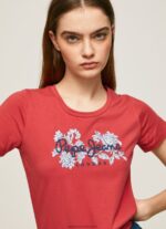 Studio Red Logo Print Lycra T-Shirt Pepe Jeans L20F2F384 Women