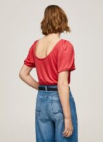 Studio Red Marbled Boat Collar T-Shirt Pepe Jeans L20F2F435 Women - Image 4