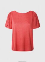 Studio Red Marbled Boat Collar T-Shirt Pepe Jeans L20F2F435 Women - Image 5