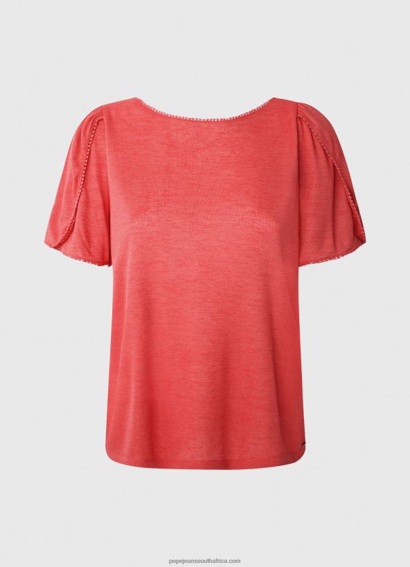 Studio Red Marbled Boat Collar T-Shirt Pepe Jeans L20F2F435 Women - Image 5