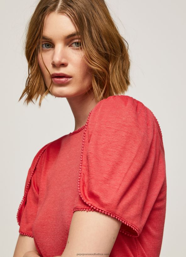 Studio Red Marbled Boat Collar T-Shirt Pepe Jeans L20F2F435 Women - Image 1