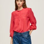 Studio Red Openwork Pleated Blouse Pepe Jeans L20F2F321 Women