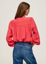 Studio Red Openwork Pleated Blouse Pepe Jeans L20F2F321 Women - Image 4